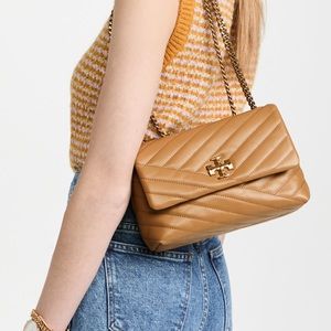 NWT Tory Burch kira chevron Small convertible shoulder bag Dusty Almond -$548
